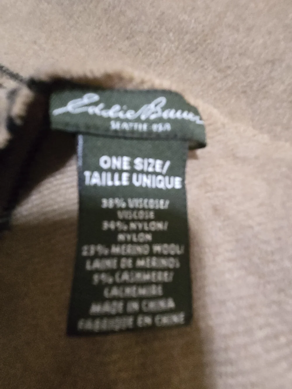 Eddie Bauer Taupe Knit Scarf with Logo Tag